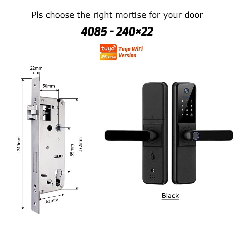 YRHAND H01TY 4085 Smart Door Lock from YRHAND a model H01 with a camera Black Color