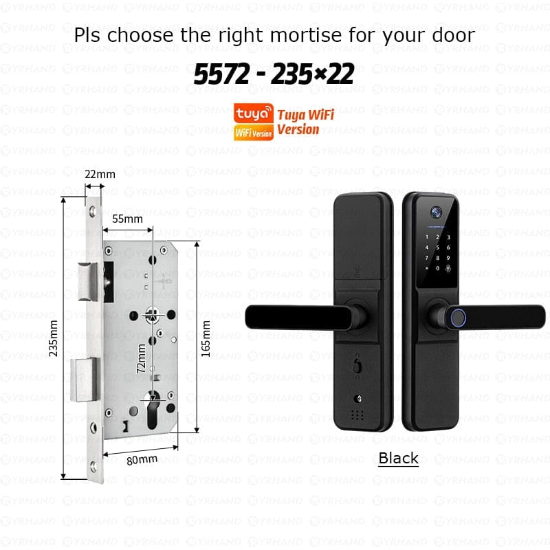 YRHAND H01TY 5572 Smart Door Lock from YRHAND a model H01 with a camera Black Color