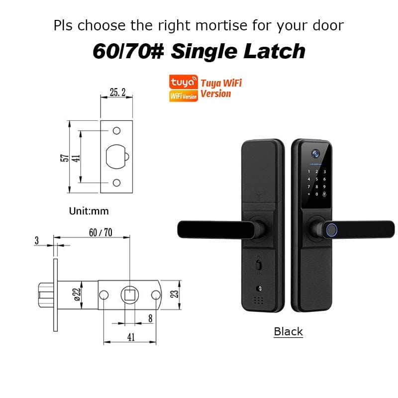 YRHAND H01TY 6070adjust Smart Door Lock from YRHAND a model H01 with a camera Black Color