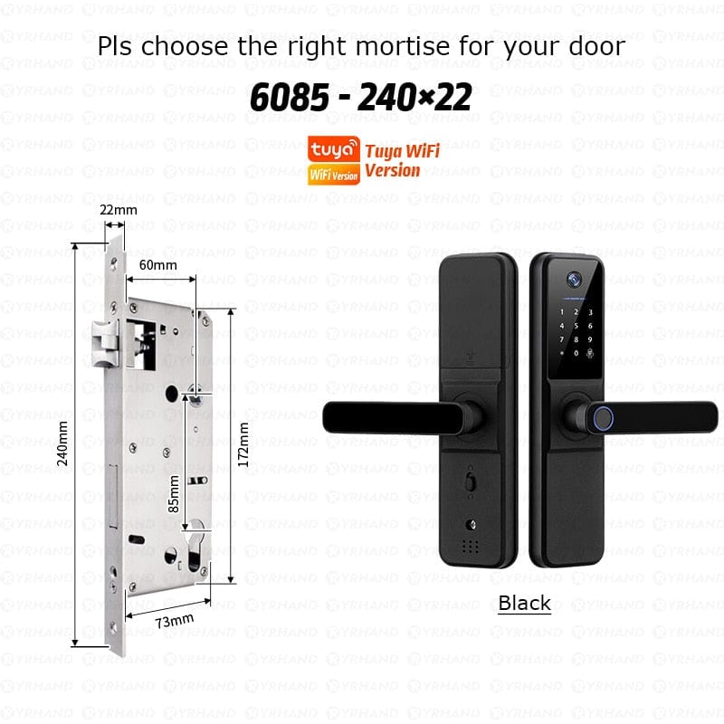 YRHAND H01TY 6085 Smart Door Lock from YRHAND a model H01 with a camera Black Color