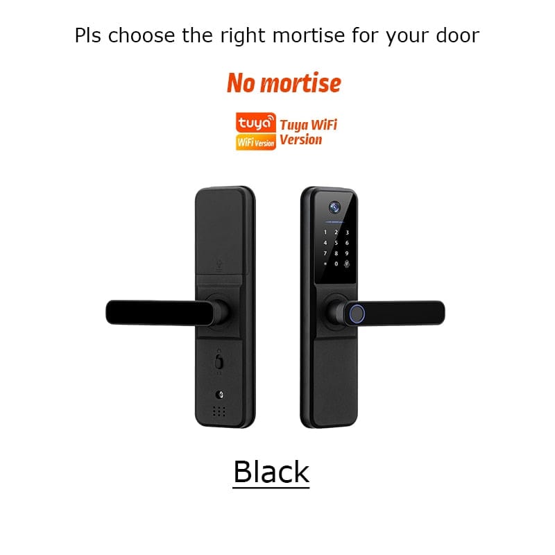 YRHAND NO mortise Smart Door Lock from YRHAND a model H01 with a camera Black Color