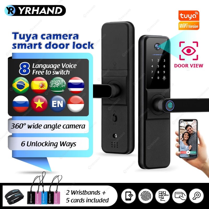YRHAND Smart Door Lock from YRHAND a model H01 with a camera Black Color
