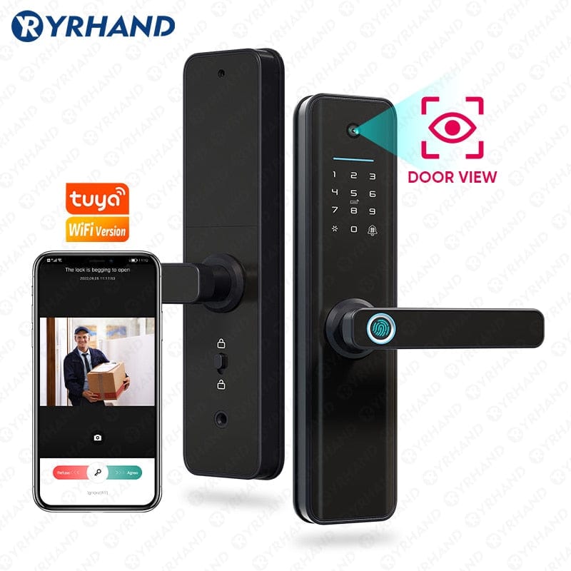 YRHAND Smart Door Lock from YRHAND a model X6pro with a camera Black Color