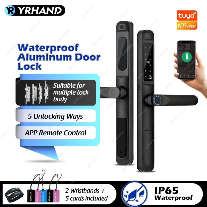 YRHAND Smart Door Lock from YRHAND  Made of Aluminum Black Color