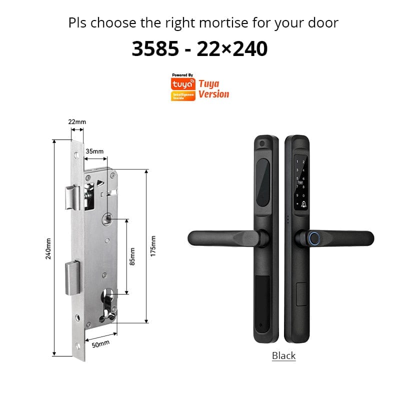 YRHAND Smart Door Lock from YRHAND  Made of Aluminum Black Color