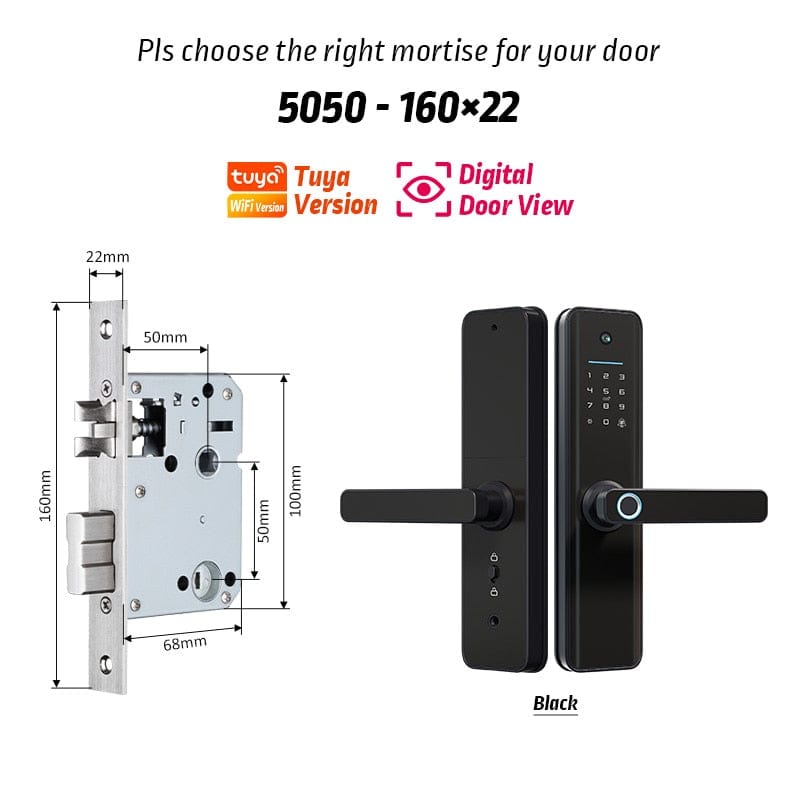 YRHAND X6pro  160 Smart Door Lock from YRHAND a model X6pro with a camera Black Color