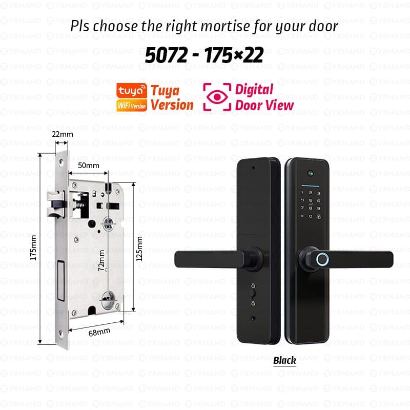 YRHAND X6pro 5072 Smart Door Lock from YRHAND a model X6pro with a camera Black Color