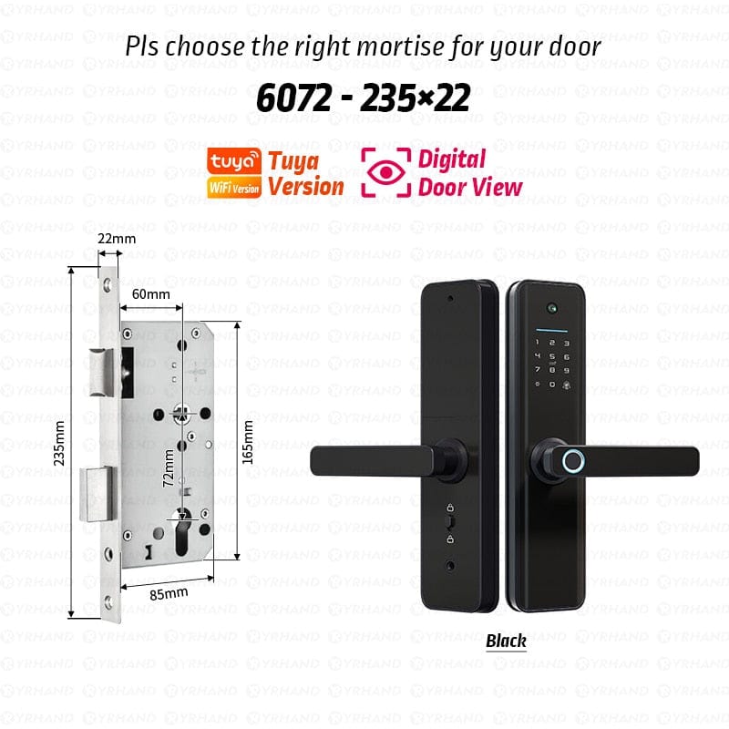 YRHAND X6pro 6072 Smart Door Lock from YRHAND a model X6pro with a camera Black Color