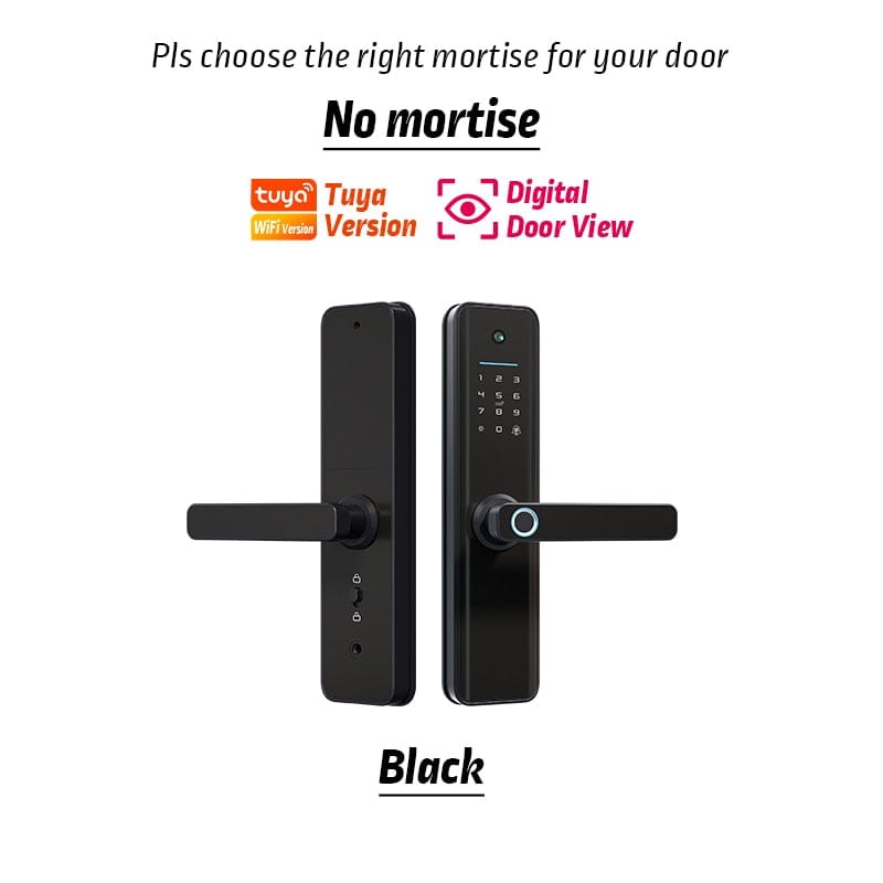 YRHAND X6pro no mortise Smart Door Lock from YRHAND a model X6pro with a camera Black Color